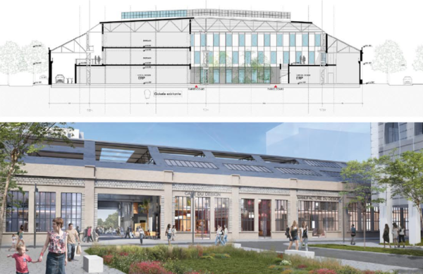 Plan de coupe de la Hall Alstom